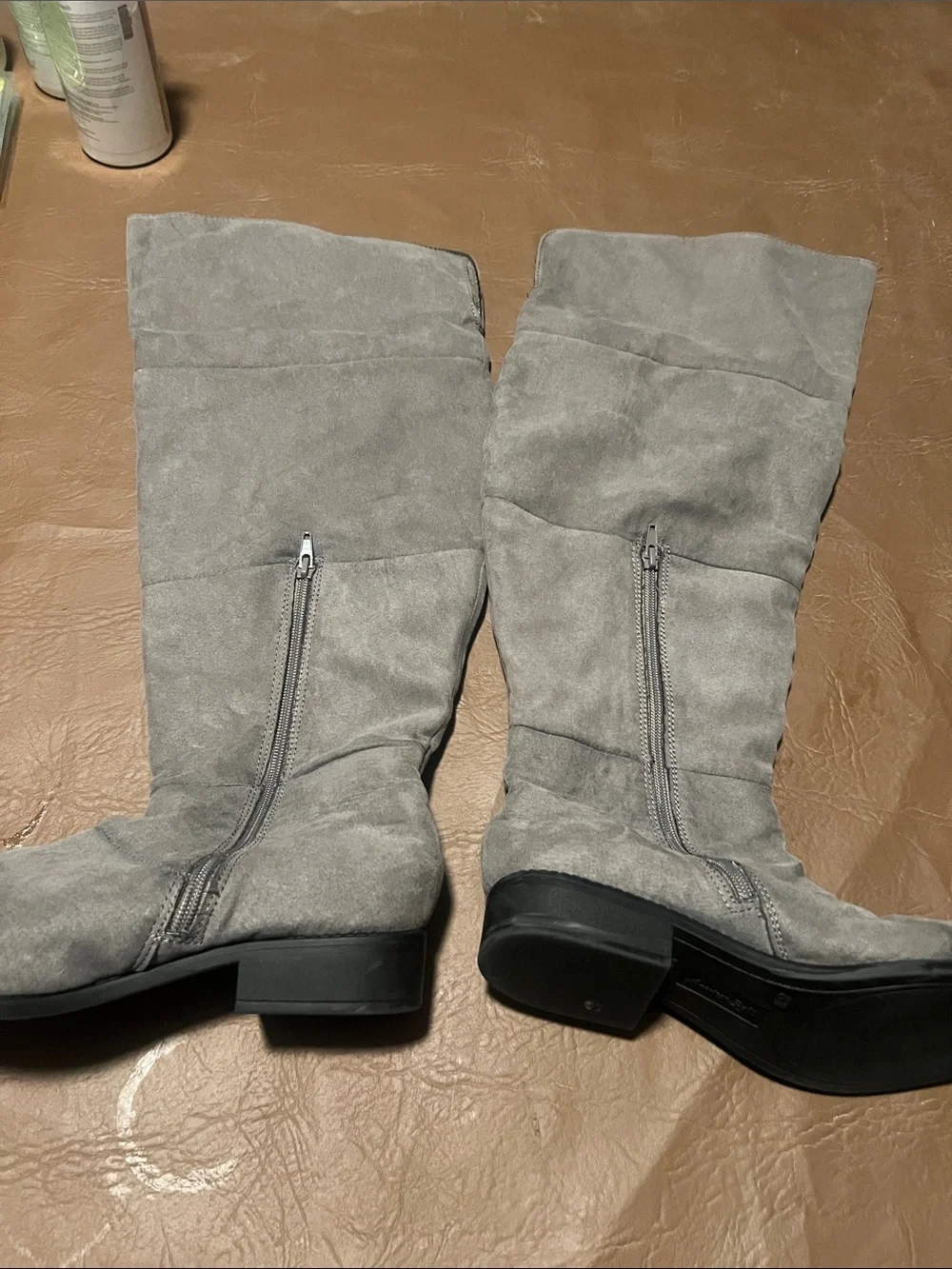 American Eagle Outfitters Over-the-Knee Suede Boots in Light Gray